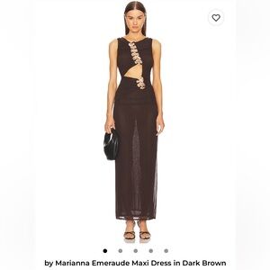 L'Academie Dark Brown Cutout Maxi Dress